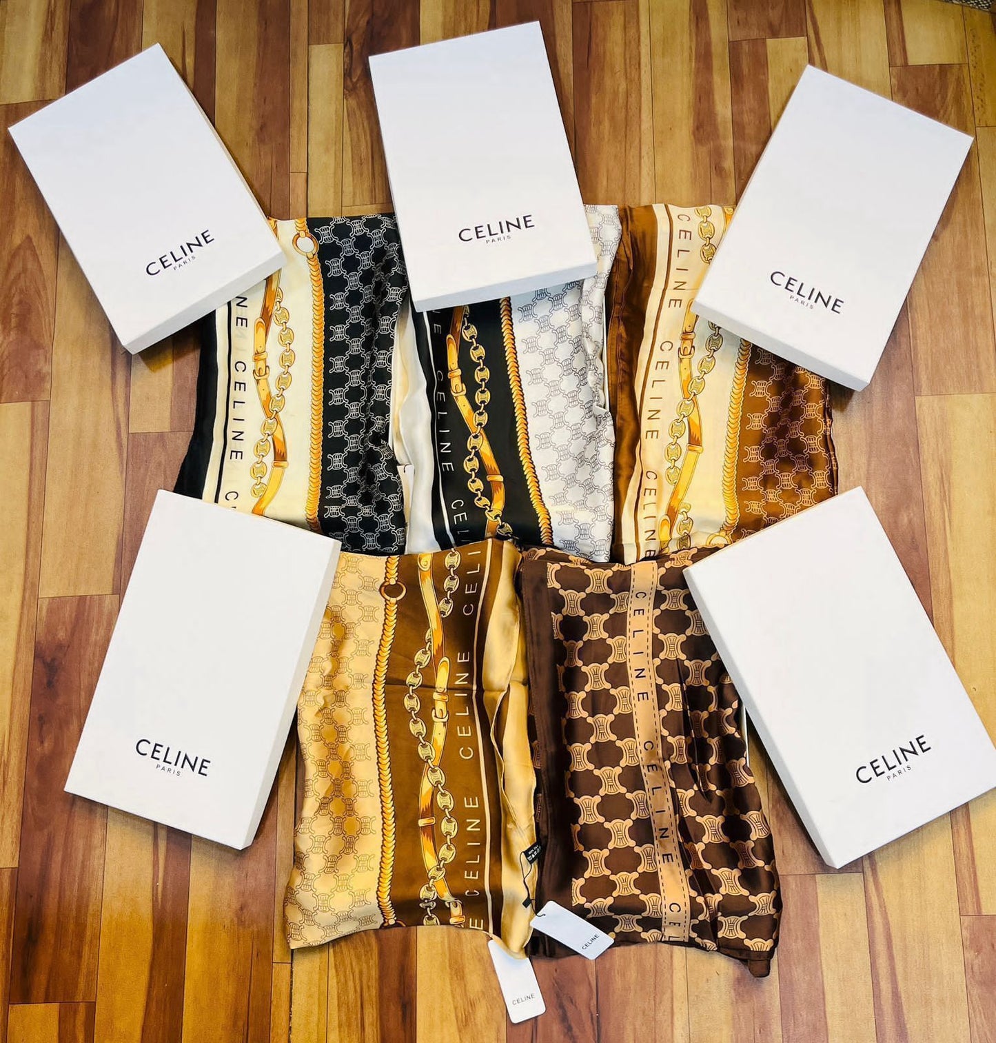Golden Links silk scarf