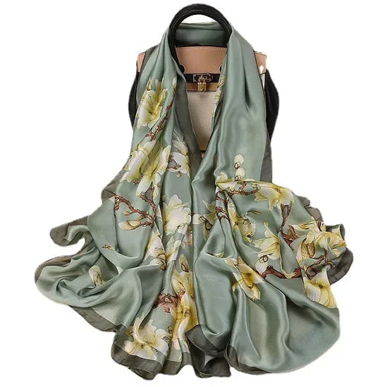 Blue gleam wrap silk scarf