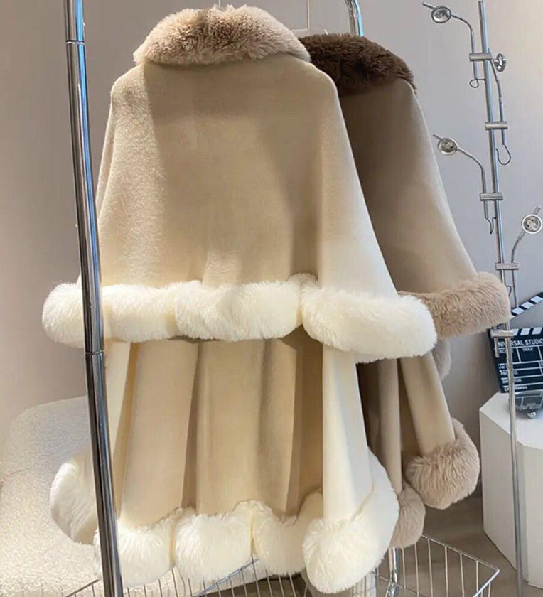 Aurora Luxe Faux Fur Cape Coat