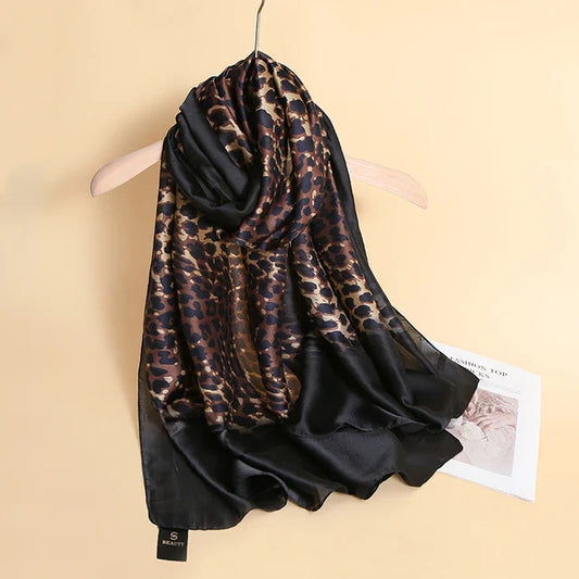 Black cheetah chic silk scarf