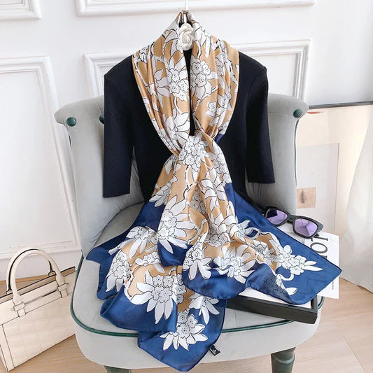 Lapis bloom silk scarf