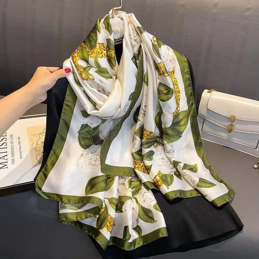 Minted petals silk scarf