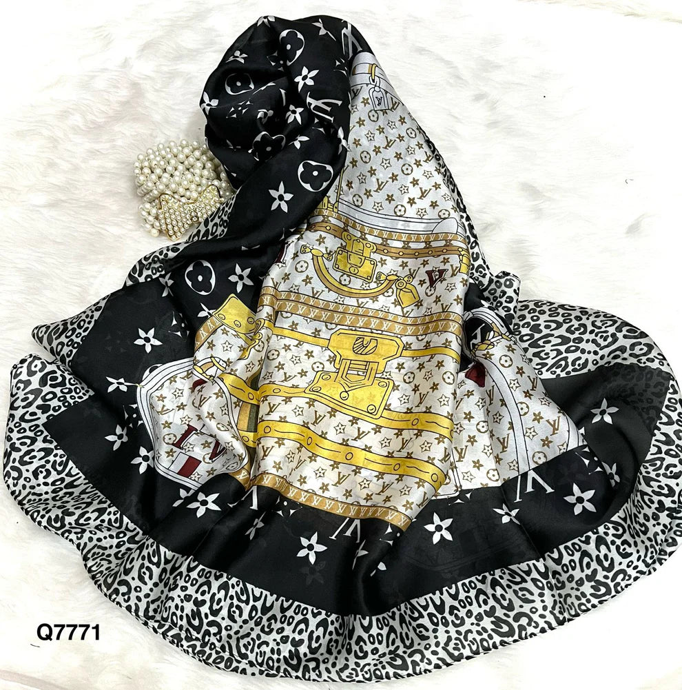 Midnight print silk scarf