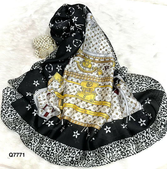 Midnight print silk scarf