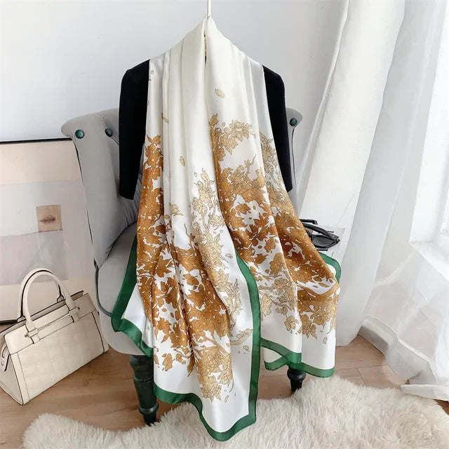 Jade meadow silk scarf