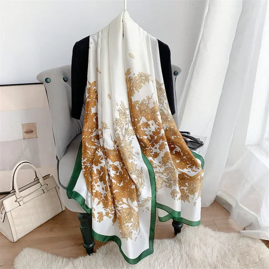 Jade meadow silk scarf