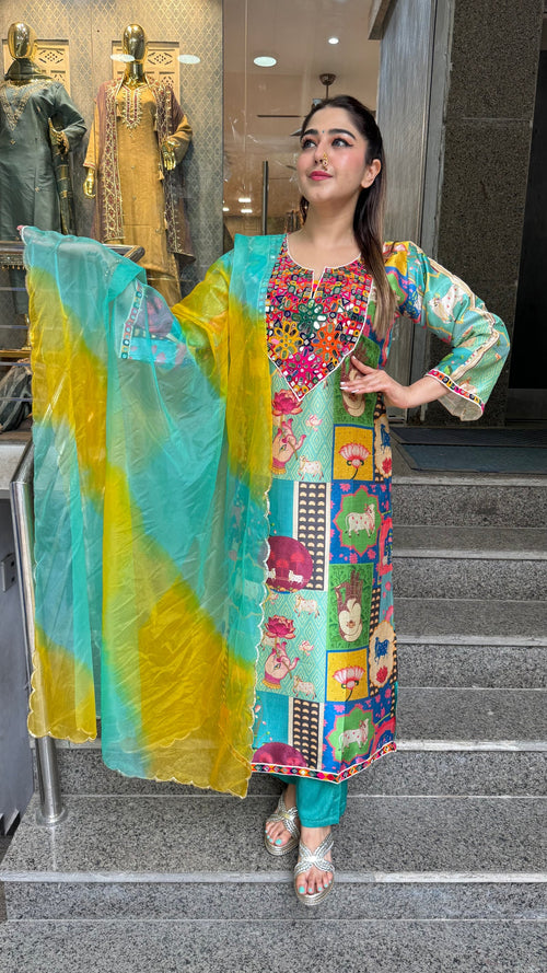 Modak glow Chanderi set