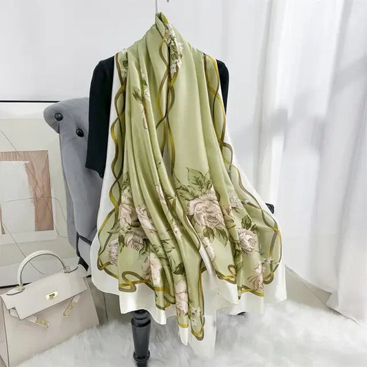 Flora mint silk scarf