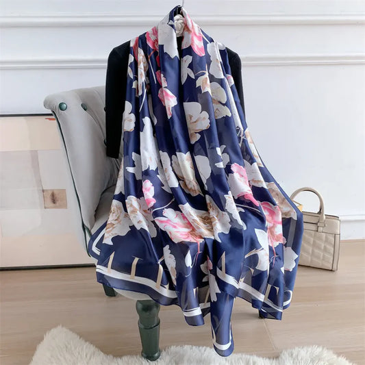 Indigo petal silk scarf
