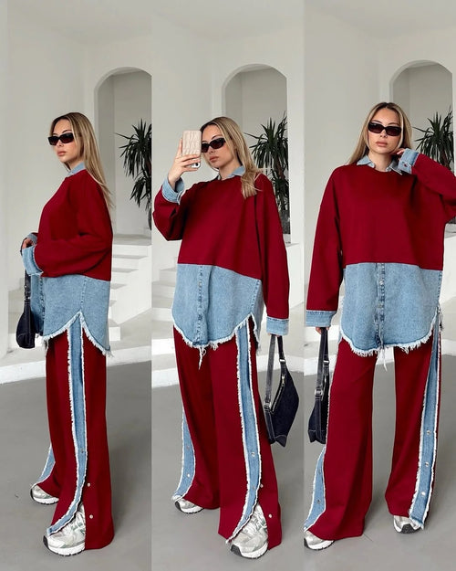 Denim Fusion Oversized Co-ord Set