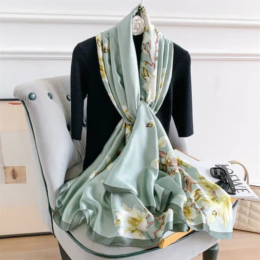 Blue gleam wrap silk scarf