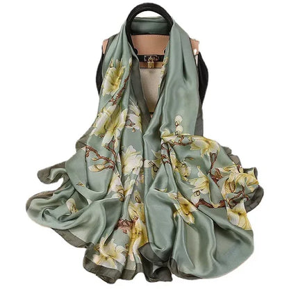 Blue gleam wrap silk scarf