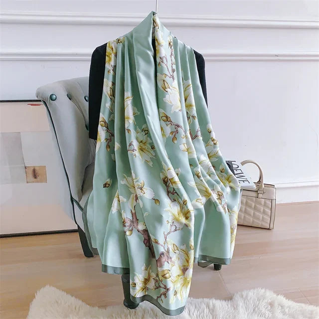 Blue gleam wrap silk scarf