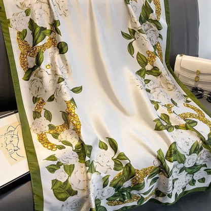 Minted petals silk scarf