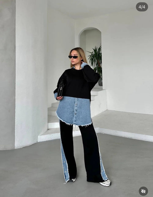 Denim Fusion Oversized Co-ord Set