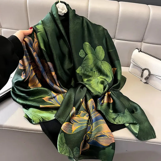 leafora green silk scarf