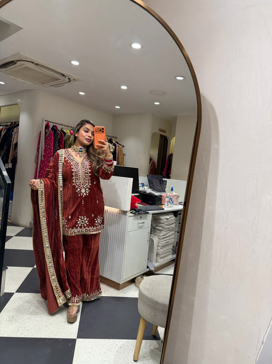 Shamira” - Velvet Three Piece set