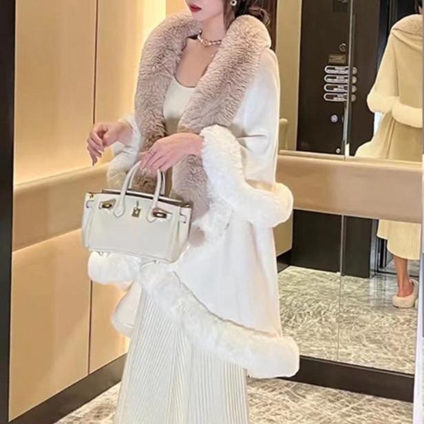 Aurora Luxe Faux Fur Cape Coat