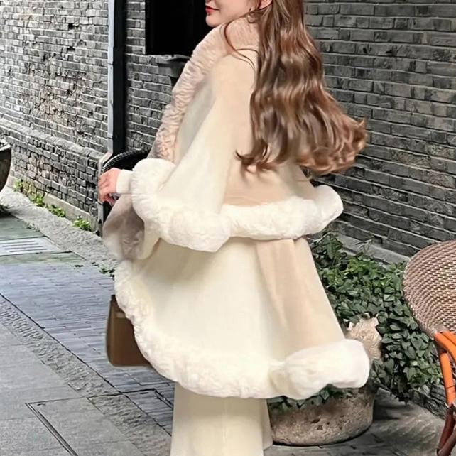 Aurora Luxe Faux Fur Cape Coat