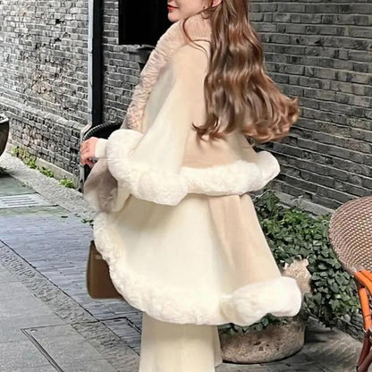 Aurora Luxe Faux Fur Cape Coat
