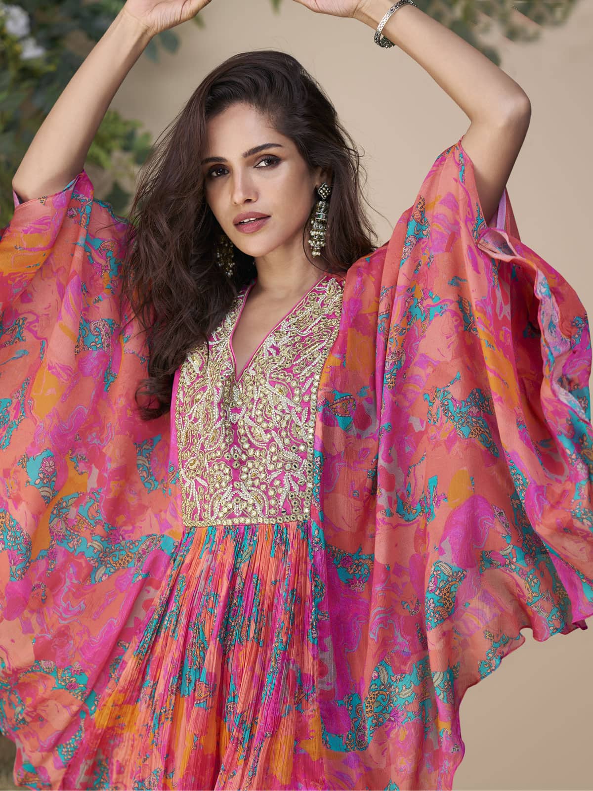 Royal Orchid Embroidered Kaftan