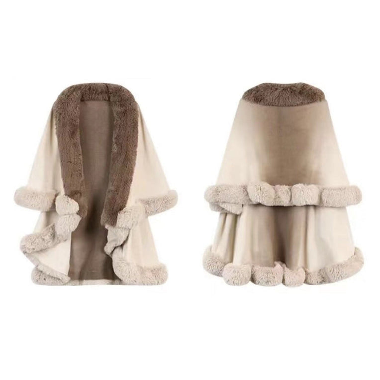 Aurora Luxe Faux Fur Cape Coat